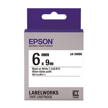 EPSON 愛普生LK-2WBN(6mm)白底黑字一般標籤帶