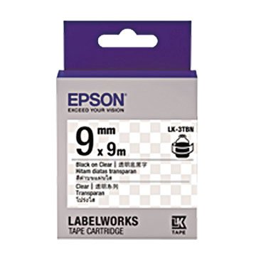 EPSON 愛普生LK-3TBN(9mm)透明底黑字透明標籤帶