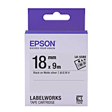 EPSON 愛普生 LK-5SBE 18mm銀底黑字資產管理標籤帶