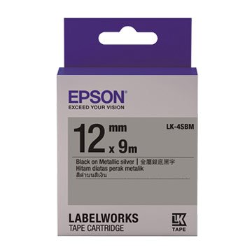 EPSON 愛普生LK-4SBM(12mm)銀底黑字金銀標籤