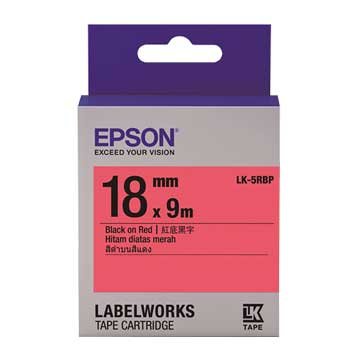 EPSON 愛普生 LK-5RBP(18mm)紅底黑字粉彩標籤帶