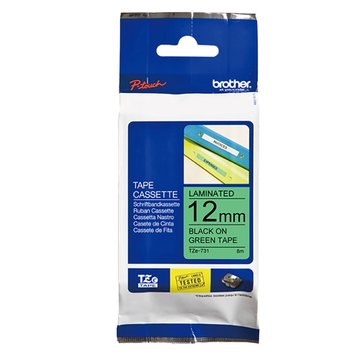 Brother 台灣兄弟 (客訂品) TZe-731(12mm)綠底黑字護貝標籤帶