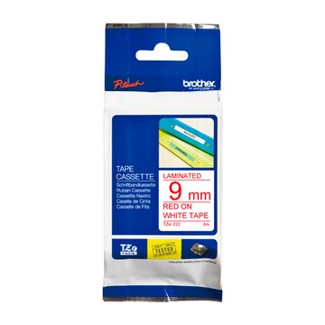 Brother 台灣兄弟 (客訂品) TZe-222(9mm)白底紅字護貝標籤帶