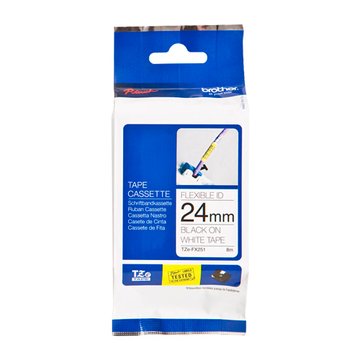 Brother 台灣兄弟 (客訂品) TZe-FX251(24mm)白底黑字可彎曲纜線標籤帶