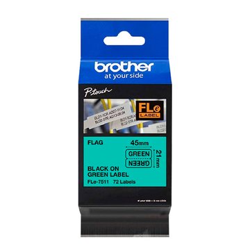 BROTHER 台灣兄弟 FLe-7511(45mm x 21mm)綠底黑字定型旗幟標籤帶