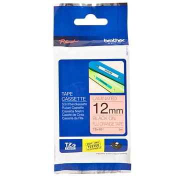 Brother 台灣兄弟 (客訂品) TZe-B31(12mm)螢光橙底黑字螢光標籤帶