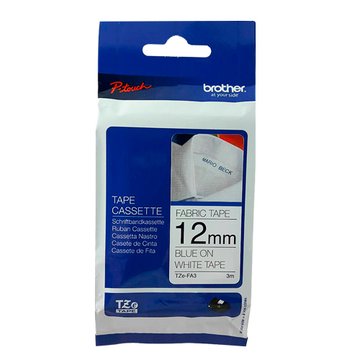 Brother 台灣兄弟 (客訂品) TZe-FA3(12mm)白布藍字燙印布質標籤帶