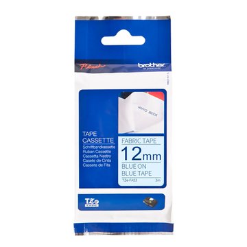 Brother 台灣兄弟 (客訂品) TZe-FA53(12mm)粉藍布藍字燙印布質標籤帶