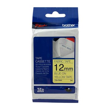 Brother 台灣兄弟 (客訂品) TZe-FA63(12mm)粉黃布藍字燙印布質標籤帶