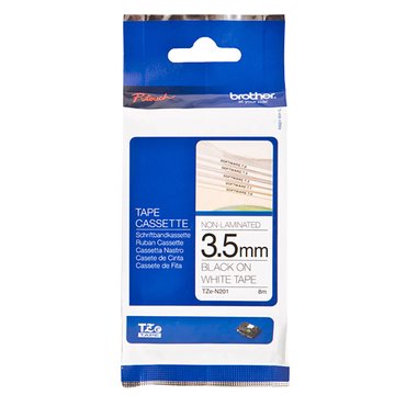 BROTHER 臺灣兄弟 TZe-N201(3.5mm)白底黑字一般(無保護膜)標籤帶