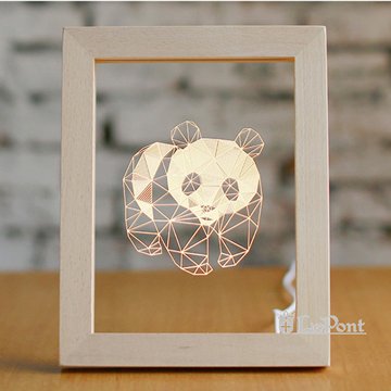 北歐3D立體 USB LED 創意相框燈-熊貓