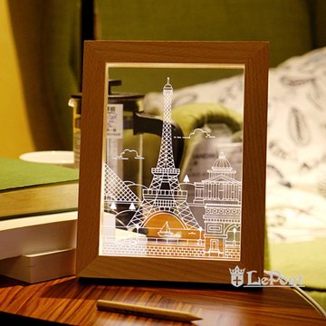 北歐3D立體 USB LED 創意相框燈-鐵塔