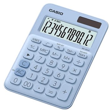 CASIO MS-20UC-LB 12位元馬卡龍繽紛桌上型計算機/蘇打藍