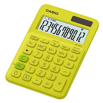 CASIO 卡西歐 MS-20UC-YG 12位元馬卡龍繽紛桌上型計算機/芥末黃