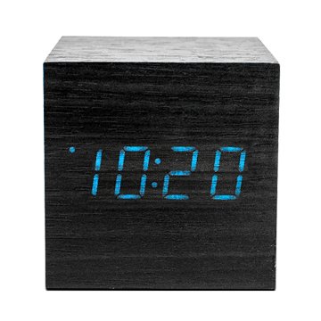 KINYO 金葉TD-520 方形LED聲控木頭鬧鐘(黑)