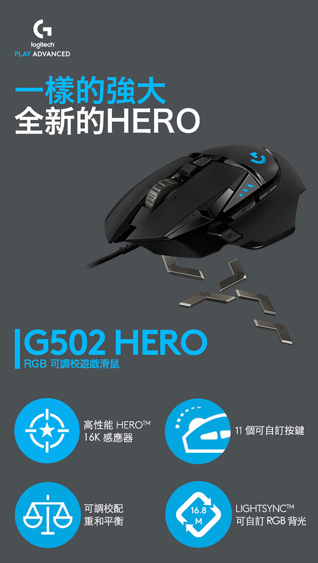 Logitech 羅技g502 Hero電競滑鼠 黑 順發線上購物